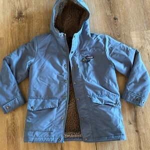Patagonia fleece lined winter coat. Size 10. Steel Blue